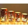 Lampes Décoratives De Noël à LED, Lot De 4 Photophores En Verre à LED, Décoration Noël Rouge Et Or , Paysage De Noël,Hiver. -Lemax Decor Magasin 68752327 1