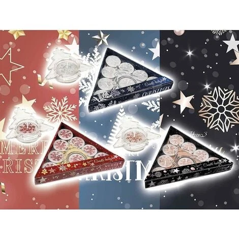 Bougies De Noël, Lot De 8 Bougies Motif Flocon De Neige Scintillant Argent Avec Support Sapin En Verre.Emballage Bleu. 4 Bougies De Noël, Lot De 8 Bougies Motif Flocon De Neige Scintillant Argent Avec Support Sapin En Verre.Emballage Bleu. – Image 2