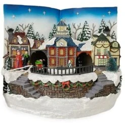 Livre Village De Noël 361017 Décoration De Noël Mouvement Sons Lumineux 18x24cm