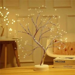 Lumière De Table Pour Arbre Bonsaï 108 LED Lumière Artificielle Pour Arbre De Noël Miniature Fonctionnant Sur Batterie/USB Branches Réglables Pour La Décoration Des Vacances à La Maison (blanc Chaud)