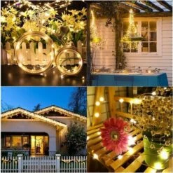 Déstockage Guirlande Lumineuse Chambre [Lot De 2] 10M 100LED Mini Guirlande LED A Pile Intérieur Et Extérieur Décoration Lumière Fairy Lights Pour Chambre Noël Mariage Soirée Maison Jardin (Jaune Cha -Lemax Decor Magasin 69254678 5