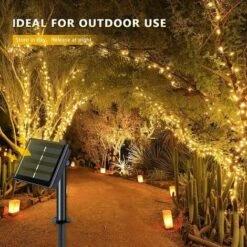 GP Guirlande Lumineuse Solaire 100 LED étanche, 12 M Blanc Chaud Avec 8 Modes, Guirlande Lumineuse Solaire En Fil De Cuivre Pour Jardin, Terrasse, Noël, Fête De Mariage - Blanc Chaud -Lemax Decor Magasin 70543618 4