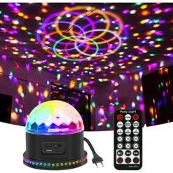 Boule Disco 48LEDs, Boule à Facette Avec Lecteur De Musique Et Haut-parleurs Doubles, Jeux De Lumière Pour Soirée Avec 3 Modes Activés Par Le Son Pour DJ, Noël, Bar Et Fête [Classe énergétique A+++]