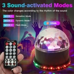 Boule Disco 48LEDs, Boule à Facette Avec Lecteur De Musique Et Haut-parleurs Doubles, Jeux De Lumière Pour Soirée Avec 3 Modes Activés Par Le Son Pour DJ, Noël, Bar Et Fête [Classe énergétique A+++] -Lemax Decor Magasin 70834481 3
