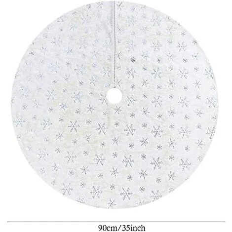 Jupe De Sapin De Noël De 36 Pouces/90 Cm, Forme Ronde, Flocons De Neige Argent à Paillettes, Pour Décoration De Sapin De Noël, Décoration De Sol, Nouvel An, Décoration De Noël 4 Jupe De Sapin De Noël De 36 Pouces/90 Cm, Forme Ronde, Flocons De Neige Argent à Paillettes, Pour Décoration De Sapin De Noël, Décoration De Sol, Nouvel An, Décoration De Noël – Image 2