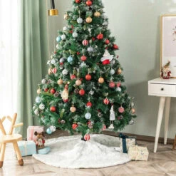 Jupe De Sapin De Noël De 36 Pouces/90 Cm, Forme Ronde, Flocons De Neige Argent à Paillettes, Pour Décoration De Sapin De Noël, Décoration De Sol, Nouvel An, Décoration De Noël 11 Jupe De Sapin De Noël De 36 Pouces/90 Cm, Forme Ronde, Flocons De Neige Argent à Paillettes, Pour Décoration De Sapin De Noël, Décoration De Sol, Nouvel An, Décoration De Noël -Lemax Decor Magasin 71153038 5