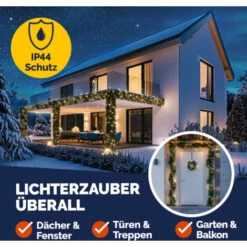Guirlande De Noël Lumineuse Décoration En Sapin Artificiel Avec Lumières Blanc Chaud Pour Porte Fenêtre Balustrade-5m 100 LEDs (en) -Lemax Decor Magasin 71588334 3