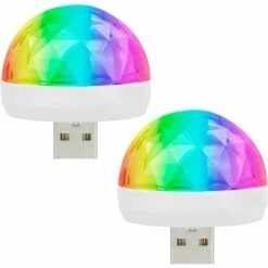 Paquet De 2 Mini Lumière Disco USB, Mini Lumière Stroboscopique Portable, Lumière D'ambiance De Voiture LED Multi Couleurs, Convient Aux Fêtes De Noël, Piscine, Club, Karaoké Ephé