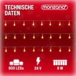 Monzana Guirlande Lumineuse 200/400/600 LED Illumination Intérieur Extérieur Guirlande De Noël éclairage Décoration -60m Warmweiß - Schwarzes Kabel (de) -Lemax Decor Magasin 72218187 4