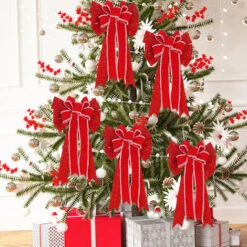 Nœuds Décoratifs De Noël, Couronne De Noël, Pour Arbre De Noël, Décoration De La Maison A 11 Nœuds Décoratifs De Noël, Couronne De Noël, Pour Arbre De Noël, Décoration De La Maison A -Lemax Decor Magasin 72657184 5