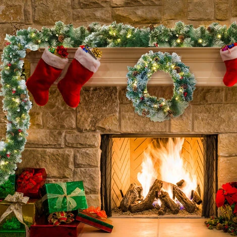 Froadp 300cm Guirlande Artificielle De Noël, Couronne De Noël Avec Aiguilles De Pin Artificielles, Baies Rouges Et Pommes De Pin, Couronne D'arbre De Porte Pour Mur, Fenêtre, Cheminée 7 Froadp 300cm Guirlande Artificielle De Noël, Couronne De Noël Avec Aiguilles De Pin Artificielles, Baies Rouges Et Pommes De Pin, Couronne D'arbre De Porte Pour Mur, Fenêtre, Cheminée – Image 5
