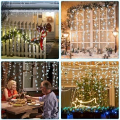 Randaco Guirlande LED,LED Rideau Lumière,Guirlande Lumineuse 200 LEDs 10m Blanc Froid Noël Cônes De Glace Chaîne De Pluie Extérieure -Lemax Decor Magasin 73816584 5