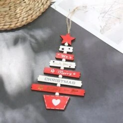 LTS FAFA Ornements D'arbre De Noël Fournitures De Décoration De Noël Couleur En Bois Laser Creux Créatif Pendentif D'arbre De Noël (rouge) -Lemax Decor Magasin 74514506 3