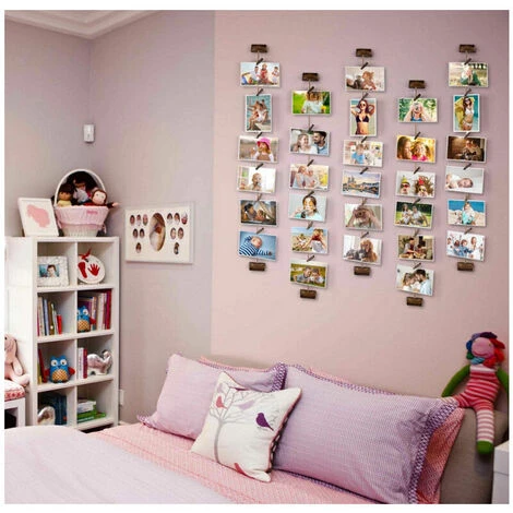 Family Cadre Photo Mural LOY Avec Corde Porte-Photos Avec 30 Petites Pinces DéCoration De La Maison Cadeau Mariage Et Anniversaire DéCoration De NoëL 4 Family Cadre Photo Mural LOY Avec Corde Porte-Photos Avec 30 Petites Pinces DéCoration De La Maison Cadeau Mariage Et Anniversaire DéCoration De NoëL – Image 2
