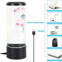 Lampe Meduse, Lampe à Lave Méduse Aquarium Lampe Méduse Lumière LED 7 Couleurs Avec USB Pour Enfants Chambre Noël Cadeau D'anniversaire -Lemax Decor Magasin 74952739 3