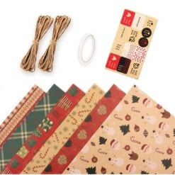 Set De Papier D'emballage De Noël, 6 Feuilles De Papier D'emballage En Papier Kraft, 50x70 10 Set De Papier D'emballage De Noël, 6 Feuilles De Papier D'emballage En Papier Kraft, 50x70 -Lemax Decor Magasin 74964887 4