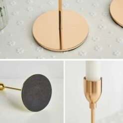 Bougeoirs Doré Métal Chandelier De Table Décoration,Porte-bougeoir Décoratif Pour Saint Valentin De Noël Mariage Cérémonie Anniversaire (3pcs) -Lemax Decor Magasin 75978263 3