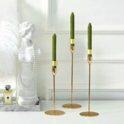 Bougeoirs Doré Métal Chandelier De Table Décoration,Porte-bougeoir Décoratif Pour Saint Valentin De Noël Mariage Cérémonie Anniversaire (3pcs) -Lemax Decor Magasin 75978263 5