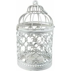 Cosanter Lanternes à Bougie En Forme De Cage à Oiseaux En Métal Creux Pour Décoration De Noël, Bougie Chauffe-plat Argentée, Pour Fête De Mariage, Halloween