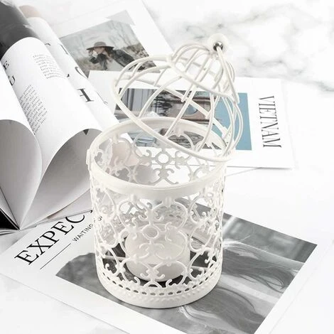 Cosanter Lanternes à Bougie En Forme De Cage à Oiseaux En Métal Creux Pour Décoration De Noël, Bougie Chauffe-plat Argentée, Pour Fête De Mariage, Halloween 4 Cosanter Lanternes à Bougie En Forme De Cage à Oiseaux En Métal Creux Pour Décoration De Noël, Bougie Chauffe-plat Argentée, Pour Fête De Mariage, Halloween – Image 2