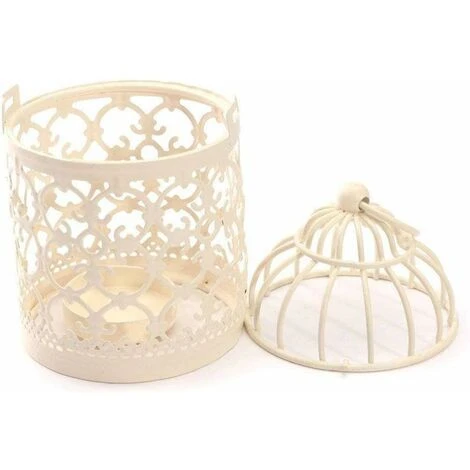 Cosanter Lanternes à Bougie En Forme De Cage à Oiseaux En Métal Creux Pour Décoration De Noël, Bougie Chauffe-plat Argentée, Pour Fête De Mariage, Halloween 5 Cosanter Lanternes à Bougie En Forme De Cage à Oiseaux En Métal Creux Pour Décoration De Noël, Bougie Chauffe-plat Argentée, Pour Fête De Mariage, Halloween – Image 3
