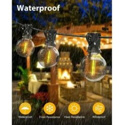Guirlande Lumineuse D'extérieur, 18M LED Colorées, étanche, Peut être Connectée à Des Guirlandes Décoratives, Convient Pour Le Jardin, La Fête, Le Gala, La Terrasse, Noël, Blanc Chaud 10 Guirlande Lumineuse D'extérieur, 18M LED Colorées, étanche, Peut être Connectée à Des Guirlandes Décoratives, Convient Pour Le Jardin, La Fête, Le Gala, La Terrasse, Noël, Blanc Chaud -Lemax Decor Magasin 76378060 4