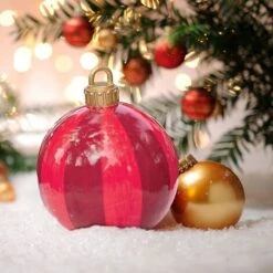 Boule De Noël Géante 60cm Boule De Noël Gonflable Ballons De Noël Avec Pompe Décoration Noël Exterieur En PVC Pour Maison Sapin Jardin Pelouse -Lemax Decor Magasin 76572565 3
