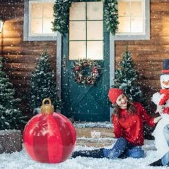 Boule De Noël Géante 60cm Boule De Noël Gonflable Ballons De Noël Avec Pompe Décoration Noël Exterieur En PVC Pour Maison Sapin Jardin Pelouse -Lemax Decor Magasin 76572565 5