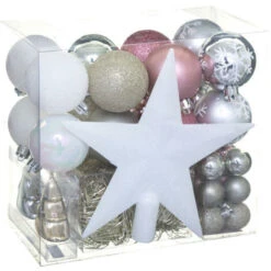 Kit De Décoration De Sapin De Noël Aspen Blanc/ Rose