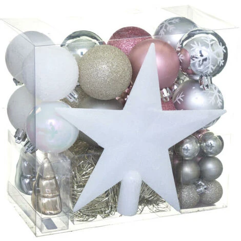 Kit De Décoration De Sapin De Noël Aspen Blanc/ Rose 3 Kit De Décoration De Sapin De Noël Aspen Blanc/ Rose