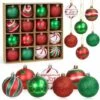 Boules De Noël Rouge Et Vert, 16pcs Boule D'arbre De Noël 6cm, Ornement De Sapin De Noël, Peint Boule Noel Plastique Avec Lanière Pour Decoration Sapin Noel Intérieure Ou Extérieure -Lemax Decor Magasin 76663041 1
