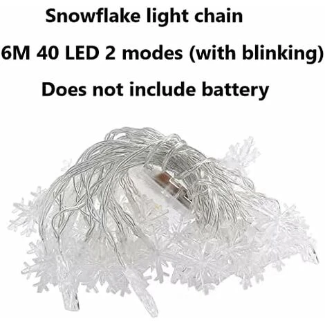 Guirlande Lumineuse,Flocon De Neige Guirlande Lumineuse,6M 40 LED Lumières De Noël Intérieur Et Extérieure,pour Décoration Maison Fête,guirlande Noel,décoration Sapin De Noël,fairy Lights 4 Guirlande Lumineuse,Flocon De Neige Guirlande Lumineuse,6M 40 LED Lumières De Noël Intérieur Et Extérieure,pour Décoration Maison Fête,guirlande Noel,décoration Sapin De Noël,fairy Lights – Image 2