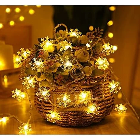 Guirlande Lumineuse,Flocon De Neige Guirlande Lumineuse,6M 40 LED Lumières De Noël Intérieur Et Extérieure,pour Décoration Maison Fête,guirlande Noel,décoration Sapin De Noël,fairy Lights 5 Guirlande Lumineuse,Flocon De Neige Guirlande Lumineuse,6M 40 LED Lumières De Noël Intérieur Et Extérieure,pour Décoration Maison Fête,guirlande Noel,décoration Sapin De Noël,fairy Lights – Image 3