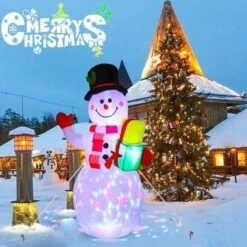1.5m De Haut Bonhomme Neige Noël Gonflable, Géante Décoration Avec Lumières LED Pour Intérieur Extérieur Cour Récréation Jardin Décorations Fête Nouvel An Multicolore -Lemax Decor Magasin 76663352 3