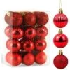 Noël Rouge, 24pcs Boule D'arbre De Noël 3cm, Ornement De Sapin De Noël, Petite Boule Noel Plastique Rouge Avec Lanière Pour Decoration Sapin Noel Intérieure Extérieure -Lemax Decor Magasin 77373933 1