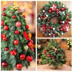 Noël Rouge, 24pcs Boule D'arbre De Noël 3cm, Ornement De Sapin De Noël, Petite Boule Noel Plastique Rouge Avec Lanière Pour Decoration Sapin Noel Intérieure Extérieure -Lemax Decor Magasin 77373933 5