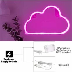 Enseignes Au Néon Nuage, Enseigne Au Néon Pour Décoration Murale, Néons Pour Décoration De Chambre Esthétique, Enseignes Au Néon LED Alimentées Par USB/batterie Pour Chambre, Salon, Noël, Anniversaire -Lemax Decor Magasin 78420960 4