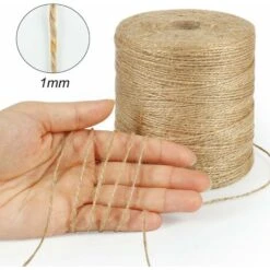 300m Corde De Chanvre Naturel, 1mm Fine Corde Brune Pour L'artisanat, Crochet, Emballage Cadeau, Jardinage Et Décoration De Noël -Lemax Decor Magasin 78422785 3