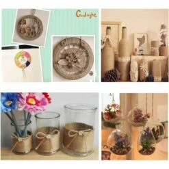 200m Corde De Chanvre Ficelle De Jute Corde De Jute Naturel 3 Plis Pour Fleuriste, Bricolage Artisanat, Emballage Cadeau, Jardin Et Jour De Thanksgiving, Décoration De Noël-READCLY -Lemax Decor Magasin 78423646 4