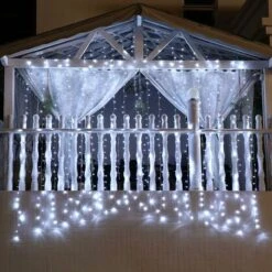 Rideaux Blancs, 8 Modes D'éclairage, 300 Lumières De Rideaux LED, Chaîne étanche IP44, Décoration De La Maison, Décoration De Fenêtre, Noël, Mariage, Anniversaire, Fête -Lemax Decor Magasin 78531365 4