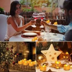 Bougie LED, Lot De 12 Bougie LED Sans Flamme Avec Minuteur, Bougie Led Flamme Vacillante Pour Noël, Pâques, Mariage, Fête (Blanc Chaud) -Lemax Decor Magasin 79059525 4