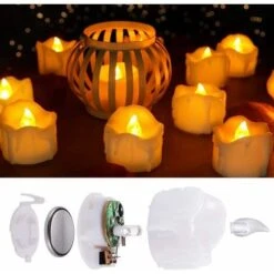Bougie LED, Lot De 12 Bougie LED Sans Flamme Avec Minuteur, Bougie Led Flamme Vacillante Pour Noël, Pâques, Mariage, Fête (Blanc Chaud) -Lemax Decor Magasin 79059525 5
