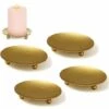 Chandelier Doré, 4 Pcs Candle Plate Métal Candélabre Décoratif Support De Bougie Chandelier Pour Décoration Mariage Maison Noël Cadeau D'anniversaire Dîner Aux Chandelles. (7x1cm) -Lemax Decor Magasin 80711534 1