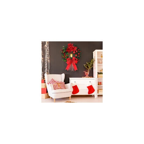 Couronne De Noël Nouvel Ornement De Noël Pendentif Porte Suspendue Guirlande De Noël Ornement Avec Lumières 4 Couronne De Noël Nouvel Ornement De Noël Pendentif Porte Suspendue Guirlande De Noël Ornement Avec Lumières – Image 2