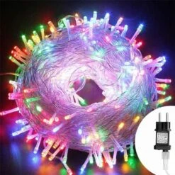Guirlande Lumineuse Extérieure, 10M 100 LED Guirlande Lumineuse Sapin Multicolore Avec 8 Modes, étanche IP44 Pour Chambre Balcon, Jardin, Galustrade, Noël, Intérieur Extérieur Décoration - Multicolore