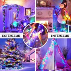 Guirlande Lumineuse Extérieure, 10M 100 LED Guirlande Lumineuse Sapin Multicolore Avec 8 Modes, étanche IP44 Pour Chambre Balcon, Jardin, Galustrade, Noël, Intérieur Extérieur Décoration - Multicolore -Lemax Decor Magasin 81385541 5