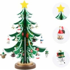 Sapin De Noël En Bois DIY Ensemble De Sapin De Noël Miniatures Créatives Décorations De Festival Fête Sapin De Noël Décoration De Table Pour Les Vacances, Festival, Maison, Bureau, Décoration De Noël -Lemax Decor Magasin 84061577 3