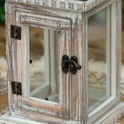 Lanterne à Bougie En Bois - Lanterne Décorative De 26,5 Cm, Bougeoir Vintage Décor Shabby Chic Table à Manger Intérieure Extérieure Maison Jardin Décoration De Noël, Blanc 11 Lanterne à Bougie En Bois - Lanterne Décorative De 26,5 Cm, Bougeoir Vintage Décor Shabby Chic Table à Manger Intérieure Extérieure Maison Jardin Décoration De Noël, Blanc -Lemax Decor Magasin 85714183 5