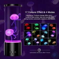Lampe Meduse Lampe A Lave Aquarium Réservoir Veilleuse Avec Télécommande Et 17 Effets De Lumière Changeants De Couleur, USB Lampe De Bureau Pour Cadeau Noël Anniversaire Et Décoration, Blanche Zhuoxua
