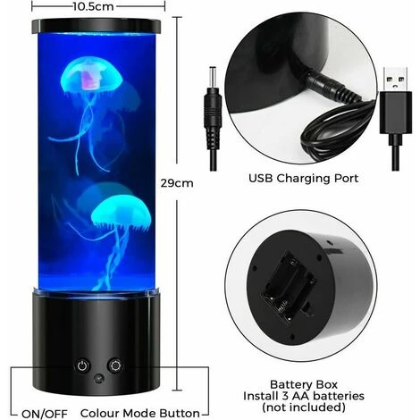 Lampe Meduse Lampe A Lave Aquarium Réservoir Veilleuse Avec Télécommande Et 17 Effets De Lumière Changeants De Couleur, USB Lampe De Bureau Pour Cadeau Noël Anniversaire Et Décoration, Blanche Zhuoxua 4 Lampe Meduse Lampe A Lave Aquarium Réservoir Veilleuse Avec Télécommande Et 17 Effets De Lumière Changeants De Couleur, USB Lampe De Bureau Pour Cadeau Noël Anniversaire Et Décoration, Blanche Zhuoxua – Image 2